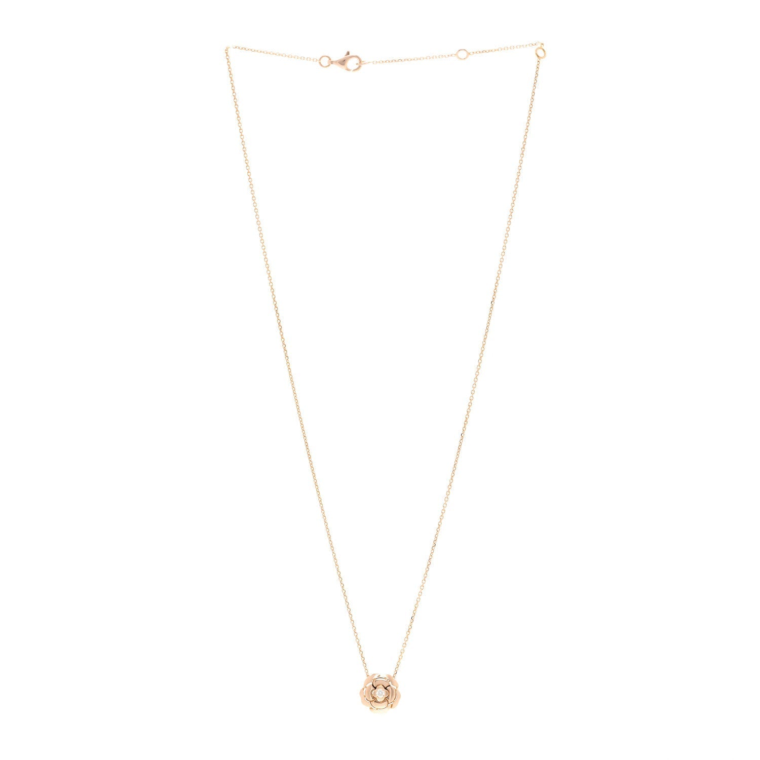 18K Rose Gold Diamond Extrait de Camélia Pendant Necklace