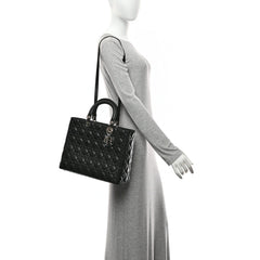 Lambskin Cannage Large Lady Dior Black