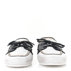 Vitello Deco Boat Loafers 37 White Black