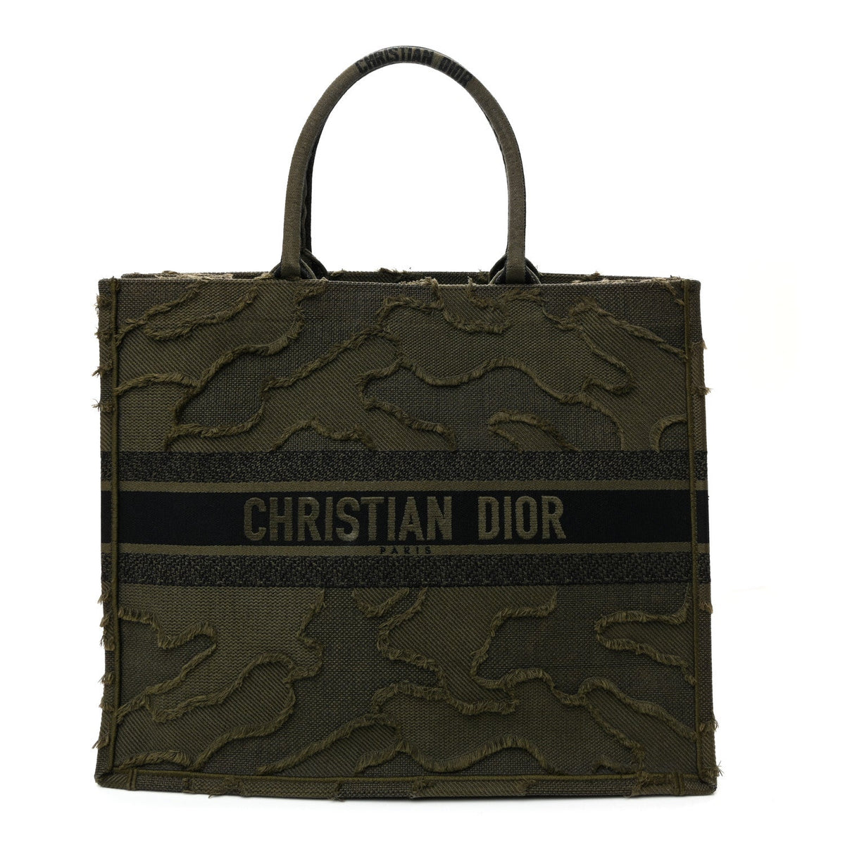 Canvas Embroidered Camouflage Large Book Tote Green