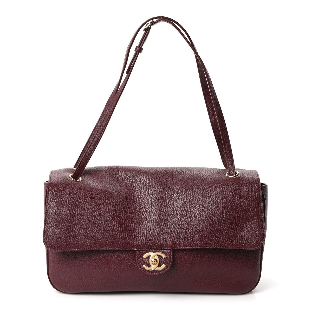 Grained Calfskin Small Souplissimo Maxi Flap Burgundy