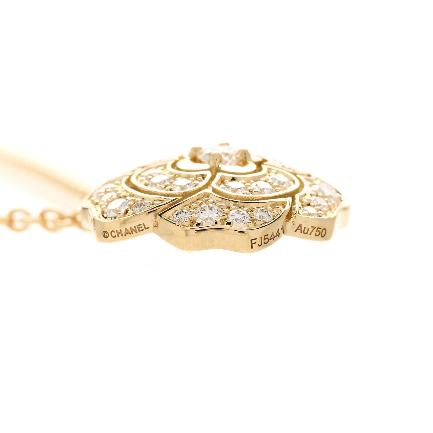 18K Yellow Gold Diamond Bouton de Camelia Pendant Necklace