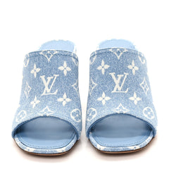 Denim Monogram Silhouette Mules 37 Blue