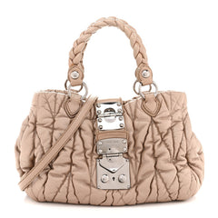 Metallic Nappa Matelasse Top Handle Satchel Cammeo