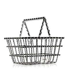 Brass Calfskin Large Grocery By Chanel Shopping Basket Silver