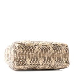 Metallic Snakeskin Cannage Mini Lady Dior Beige