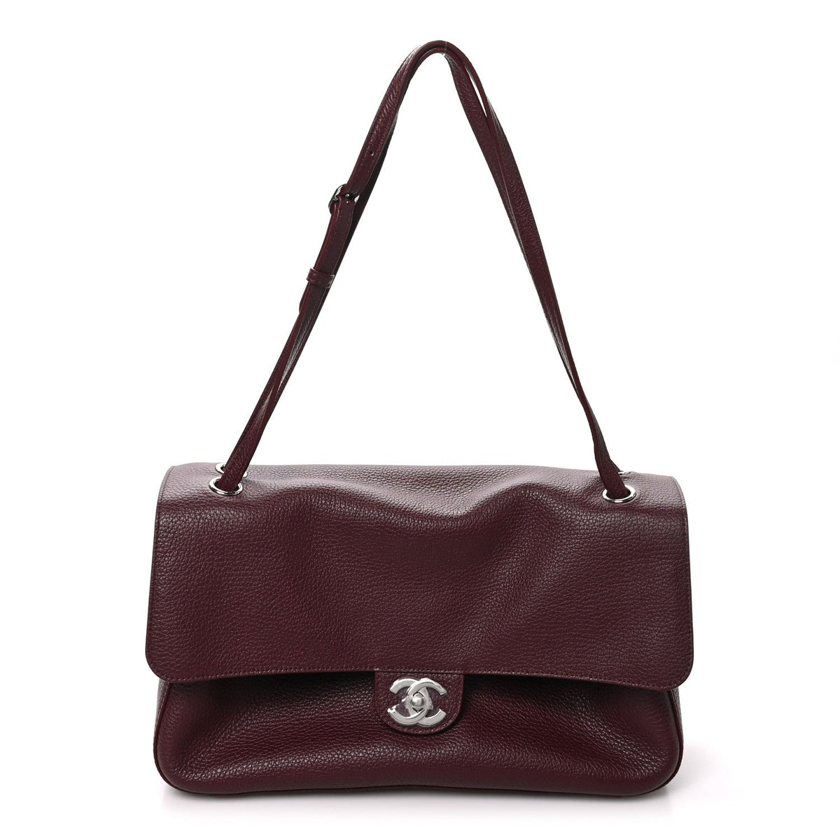 Grained Calfskin Small Souplissimo Maxi Flap Burgundy