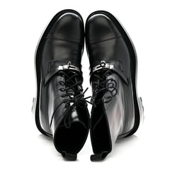 Glossed Calfskin Funk Ankle Boots 37.5 Black