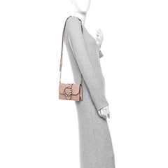 Goatskin Madras Soft Calfskin Crystal Pearl Embellished Shoulder Bag Orchidea