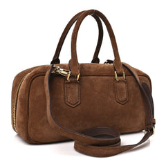Suede Padded Regular Arcadie Top Handle Bag Cacao