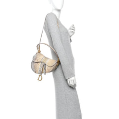 Metallic Snakeskin Saddle Bag Gold Multicolor