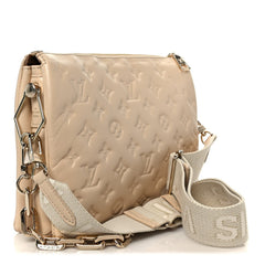 Lambskin Swarovski Crystal Embossed Monogram Coussin PM Nude