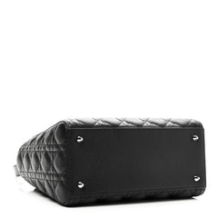 Grained Calfskin Cannage Medium Lady Dior Black