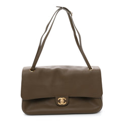 Grained Calfskin Small Souplissimo Maxi Flap Light Brown