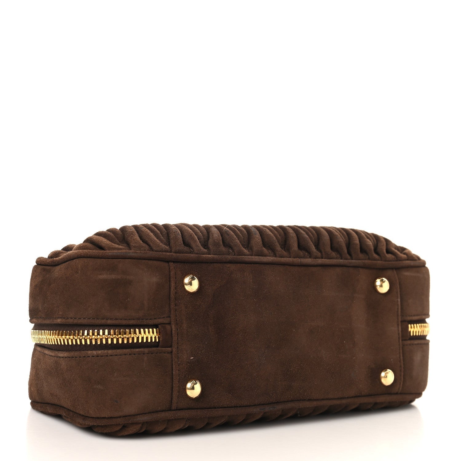 Suede Matelasse Large Arcadie Top Handle Bag Cocoa Brown